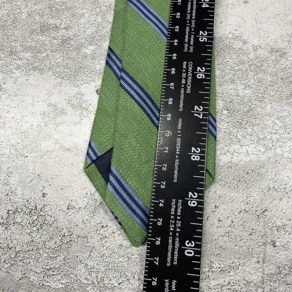 The Tie Bar Silk Tie Mens One Size Green Striped Made In China Necktie‎